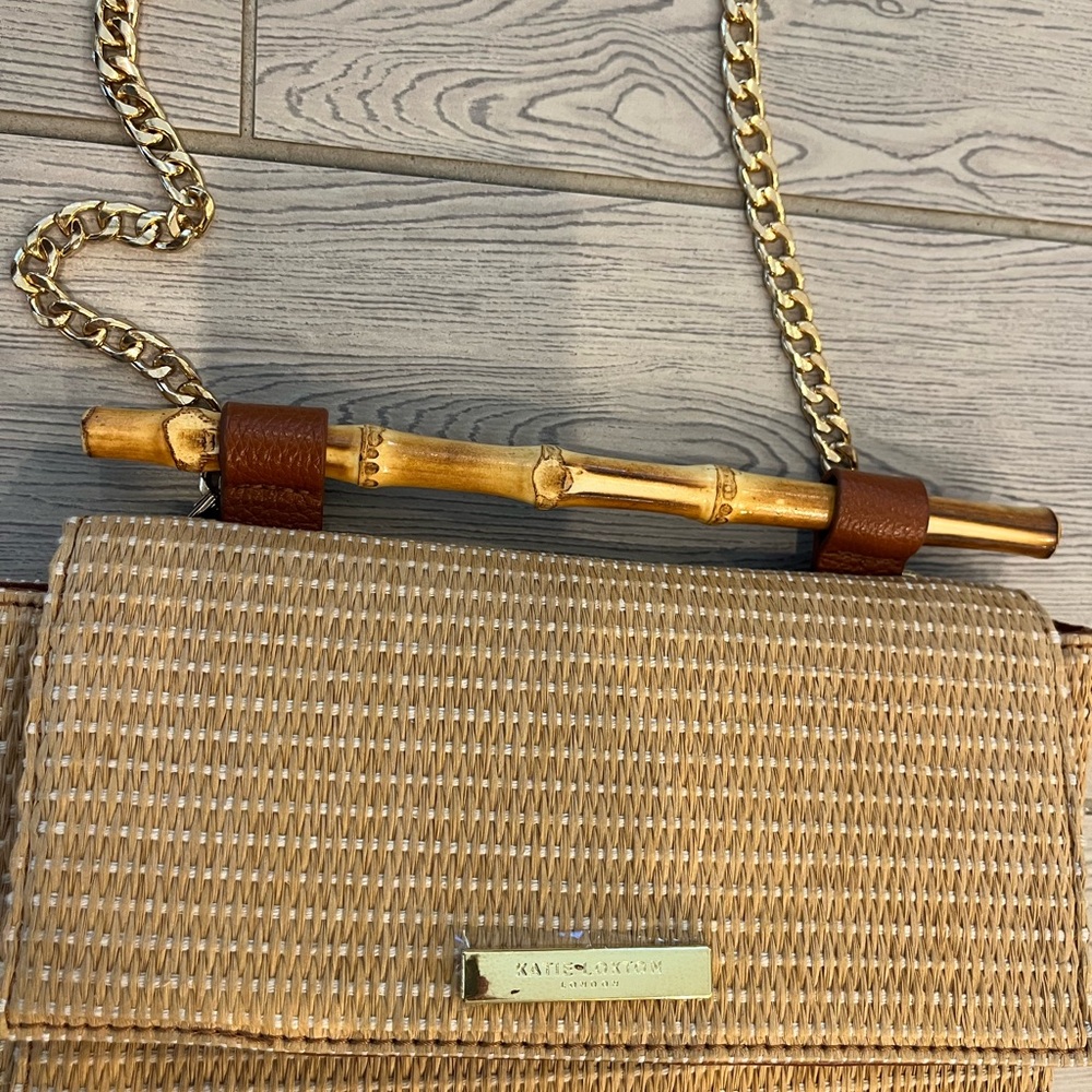 Katie Loxton London Elegant Tan Woven Straw Crossbody Bag with Gold Chain - Picture 3 of 15
